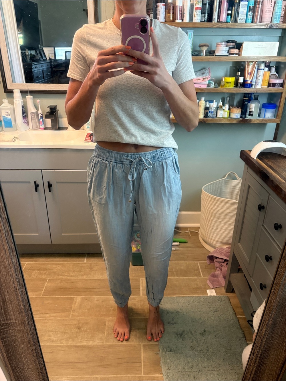 Michael Kors Light Blue Drawstring Jogger Pants